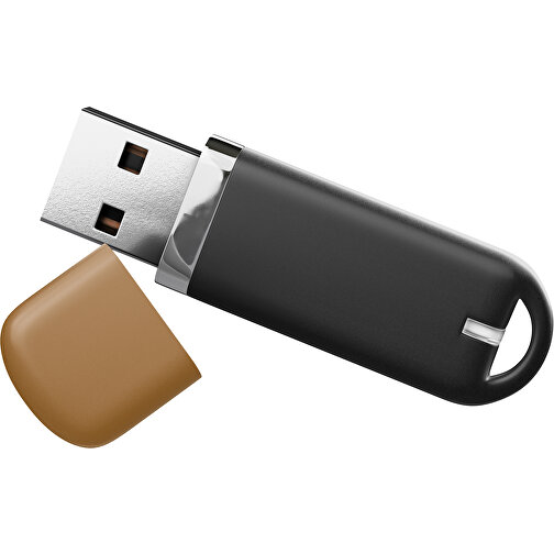 USB-Stick StylishDrive 2.0 , schwarz / erdbraun MB , 32 GB , Gummiplastik, Kunststoff MB , 6,20cm x 0,75cm x 2,00cm (Länge x Höhe x Breite), Bild 1