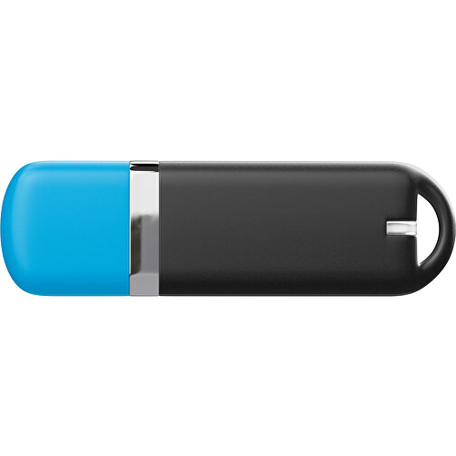 USB-Stick StylishDrive 2.0 , schwarz / himmelblau MB , 32 GB , Gummiplastik, Kunststoff MB , 6,20cm x 0,75cm x 2,00cm (Länge x Höhe x Breite), Bild 2