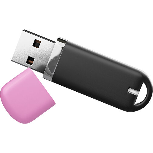 USB-Stick StylishDrive 2.0 , schwarz / rosa MB , 32 GB , Gummiplastik, Kunststoff MB , 6,20cm x 0,75cm x 2,00cm (Länge x Höhe x Breite), Bild 1