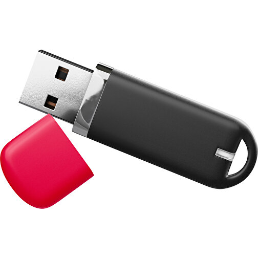 USB-Stick StylishDrive 2.0 , schwarz / ampelrot MB , 32 GB , Gummiplastik, Kunststoff MB , 6,20cm x 0,75cm x 2,00cm (Länge x Höhe x Breite), Bild 1