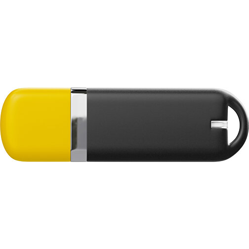 USB-Stick StylishDrive 2.0 , schwarz / goldgelb MB , 32 GB , Gummiplastik, Kunststoff MB , 6,20cm x 0,75cm x 2,00cm (Länge x Höhe x Breite), Bild 2