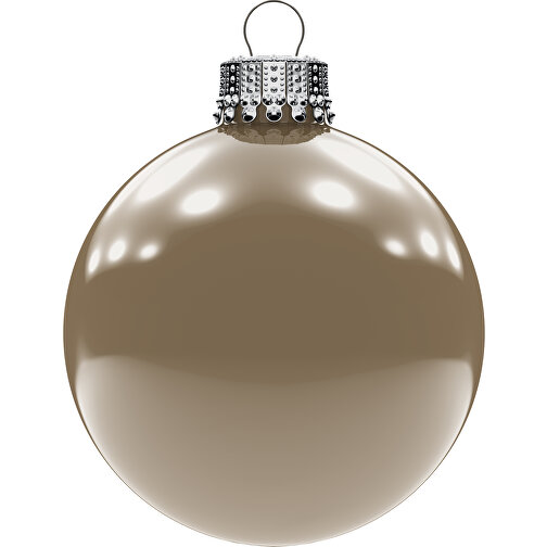Boule de Noël grande 80 mm, couronne argentée, brillante, Image 1
