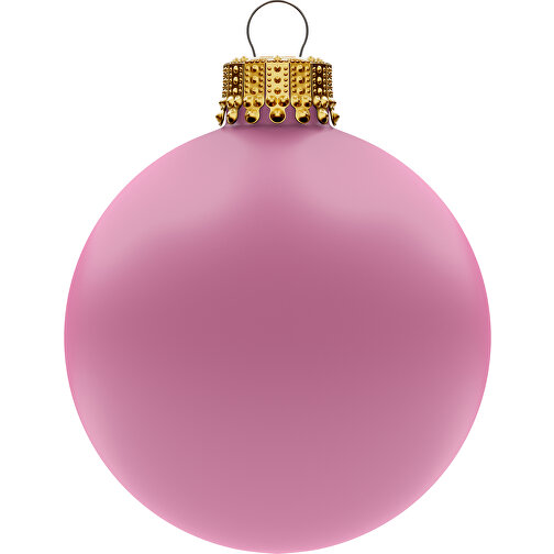 Christbaumkugel Gross 80 Mm, Krone Gold, Matt , candy rosa, Glas, , Bild 1