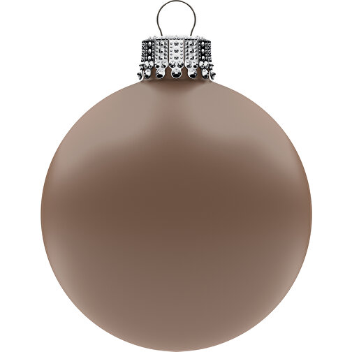 Palla per albero di Natale grande 80 mm, corona argento, opaca, Immagine 1