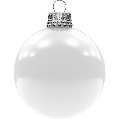 Boule de Noël grande 80 mm, couronne argentée, brillante, Image 1