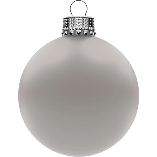 Palla per albero di Natale grande 80 mm, corona argento, opaca, Immagine 1