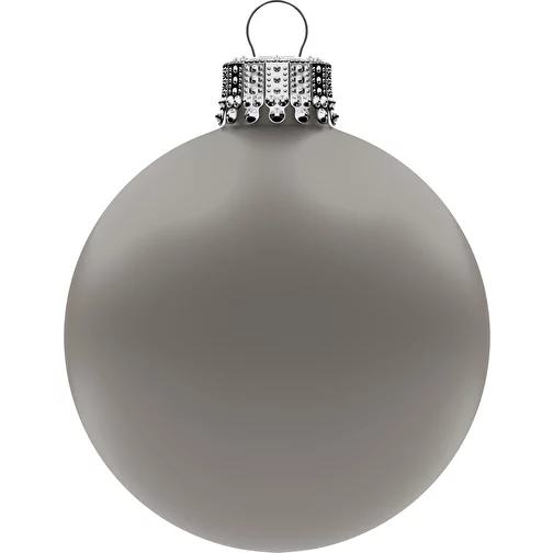 Palla per albero di Natale grande 80 mm, corona argento, opaca, Immagine 1