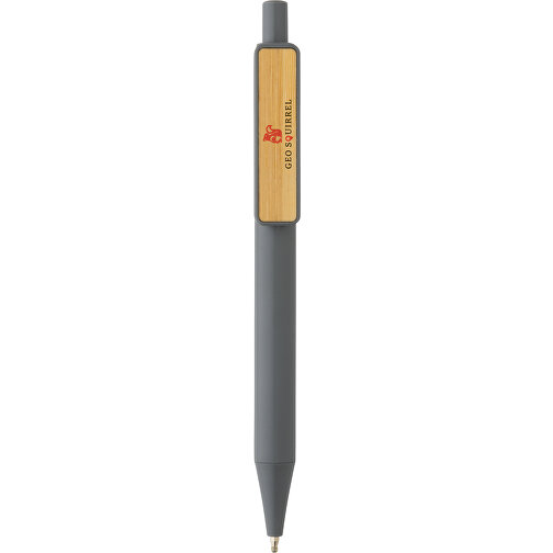 GRS RABS Stift Mit Bambus-Clip, Grau , grau, ABS - recycelt, 14,00cm (Höhe), Bild 6