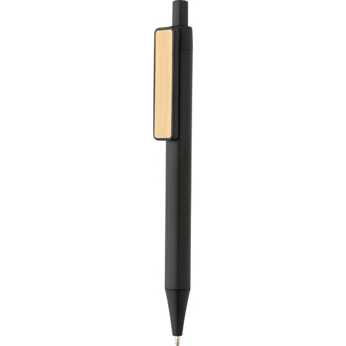 GRS RABS Stift Mit Bambus-Clip, Schwarz , schwarz, ABS - recycelt, 14,00cm (Höhe), Bild 1