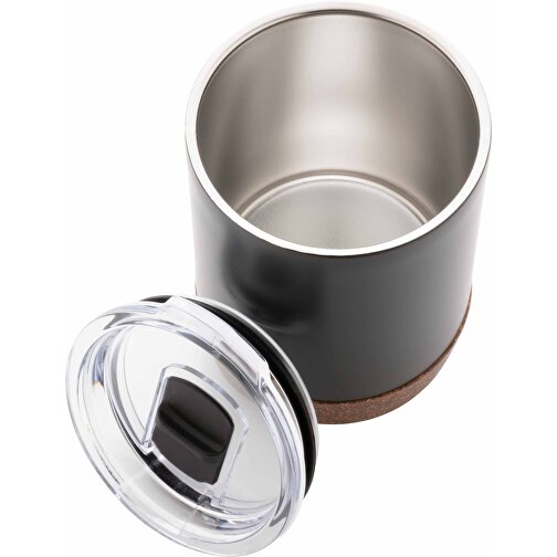 Kleine Vakuum-Kaffeetasse Aus RCS RSteel & Kork, Schwarz , schwarz, Rostfreier Stahl - recycelt, 10,00cm (Höhe), Bild 5
