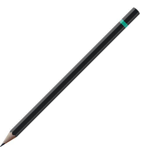 Bleistift, Natur, 6-eckig, Schwarz Lackiert , schwarz / hellgrün, Holz, 17,50cm x 0,70cm x 0,70cm (Länge x Höhe x Breite), Bild 1