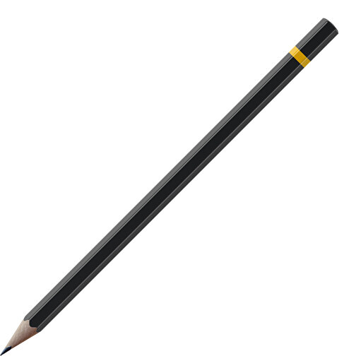 Bleistift, Natur, 6-eckig, Schwarz Lackiert , schwarz / gelb, Holz, 17,50cm x 0,70cm x 0,70cm (Länge x Höhe x Breite), Bild 1