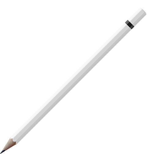 Bleistift, Natur, 6-eckig, Weiß Lackiert , weiß / schwarz, Holz, 17,50cm x 0,70cm x 0,70cm (Länge x Höhe x Breite), Bild 1