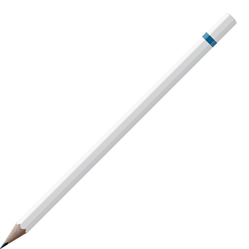 Bleistift, Natur, 6-eckig, Weiß Lackiert , weiß / dunkelblau, Holz, 17,50cm x 0,70cm x 0,70cm (Länge x Höhe x Breite), Bild 1
