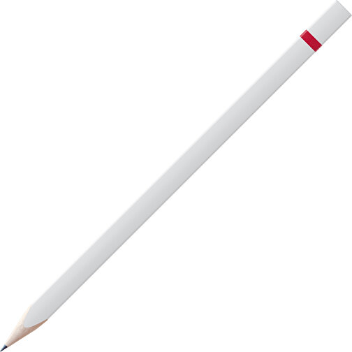 Bleistift, Natur, 3-eckig, Weiss Lackiert , weiss / himbeerrot, Holz, 17,50cm x 0,70cm x 0,70cm (Länge x Höhe x Breite), Bild 1