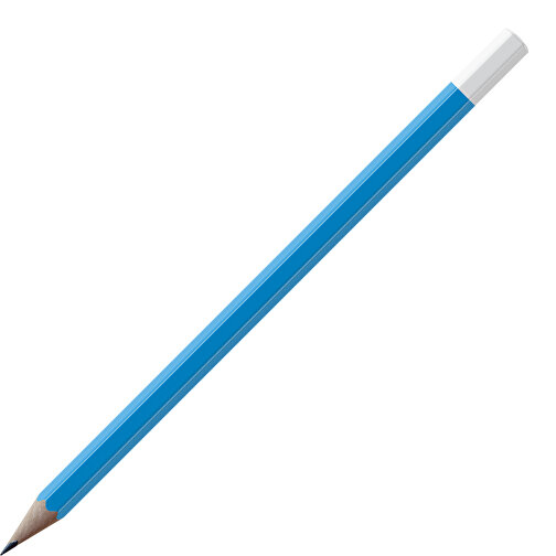 Bleistift, Natur, 6-eckig, Farbig Lackiert , mittelblau / weiß, Holz, 17,50cm x 0,70cm x 0,70cm (Länge x Höhe x Breite), Bild 1