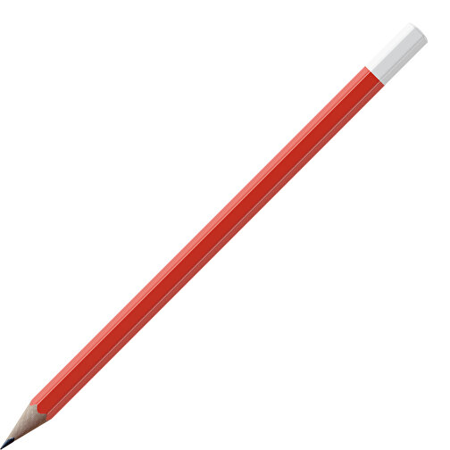Bleistift, Natur, 6-eckig, Farbig Lackiert , hellrot / weiß, Holz, 17,50cm x 0,70cm x 0,70cm (Länge x Höhe x Breite), Bild 1