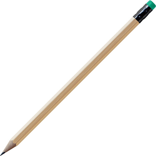 Bleistift, Natur, 6-eckig, Kapsel Schwarz , natur / dunkelgrün, Holz, 18,50cm x 0,70cm x 0,70cm (Länge x Höhe x Breite), Bild 1
