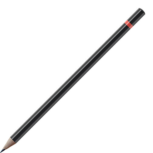 Bleistift, Natur, Rund, Schwarz Lackiert , schwarz / hellrot, Holz, 17,50cm (Länge), Bild 1