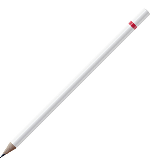 Bleistift, Natur, Rund, Weiß Lackiert , weiß / himbeerrot, Holz, 17,50cm (Länge), Bild 1