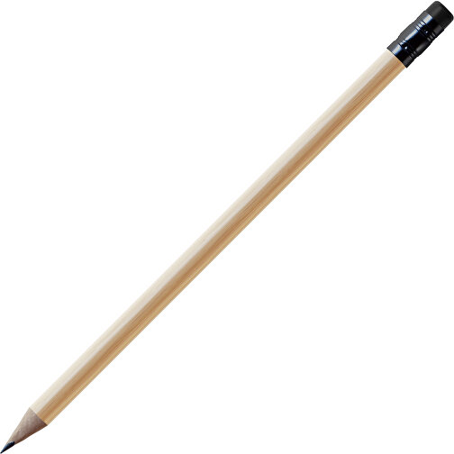 Bleistift, Natur, Rund, Kapsel Schwarz , natur / schwarz, Holz, 18,50cm (Länge), Bild 1
