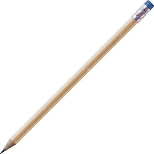 Bleistift, Natur, Rund, Kapsel Silber , natur / dunkelblau, Holz, 18,50cm (Länge), Bild 1