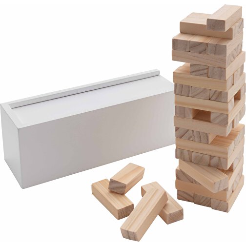 Deluxe Holz-Stapelturm Aus Holz, Weiß , weiß, FSC® Holz, 21,20cm x 7,40cm (Länge x Höhe), Bild 1