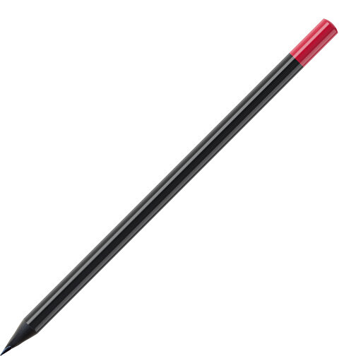 Bleistift, Schwarz Durchgefärbt, Rund, Schwarz Lackiert , schwarz / himbeerrot, Holz, 17,50cm (Länge), Bild 1