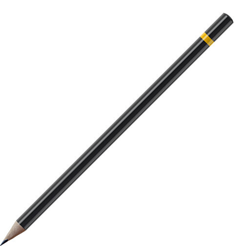 Bleistift, Natur, Rund, Schwarz Lackiert , schwarz / gelb, Holz, 17,50cm (Länge), Bild 1