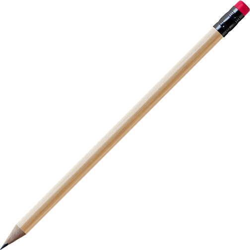 Bleistift, Natur, Rund, Kapsel Schwarz , natur / rot, Holz, 18,50cm (Länge), Bild 1
