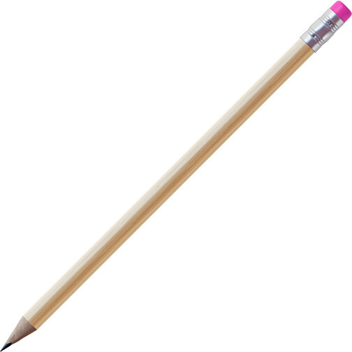 Bleistift, Natur, Rund, Kapsel Silber , natur / neonpink, Holz, 18,50cm (Länge), Bild 1