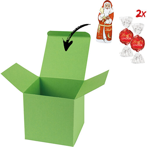 Color Box Lindt X-Mas - Hellgrün , Lindt, hellgrün, Papier, 5,50cm x 5,50cm x 5,50cm (Länge x Höhe x Breite), Bild 1