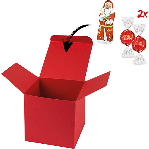 Color Box Lindt X-Mas - Rot , Lindt, rot, Papier, 5,50cm x 5,50cm x 5,50cm (Länge x Höhe x Breite), Bild 1