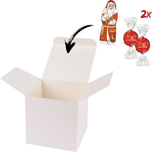 Color Box Lindt X-Mas - Weiß , Lindt, weiß, Papier, 5,50cm x 5,50cm x 5,50cm (Länge x Höhe x Breite), Bild 1