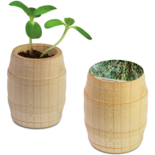 Mini-tonneau en bois avec graines - Thym, Image 1