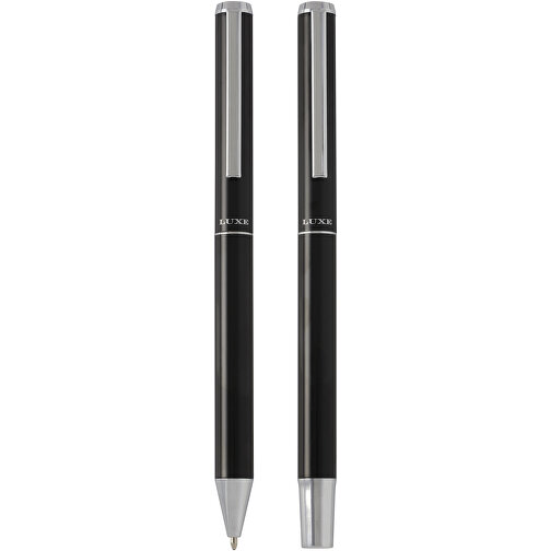 Lucetto Geschenkset Mit Kugelschreiber Und Tintenroller Aus Recyceltem Aluminium , schwarz, Recycled Aluminium, 14,00cm (Länge), Bild 3