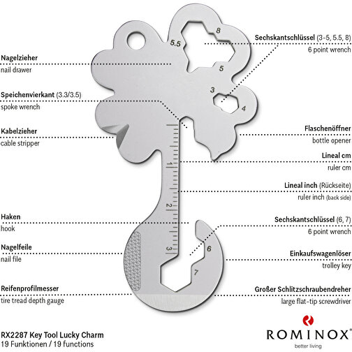 ROMINOX® Key Tool Osterglück - Lucky Charm / Kleeblatt (19 Funktionen) , grün, Edelstahl, 7,00cm x 0,20cm x 4,00cm (Länge x Höhe x Breite), Bild 8