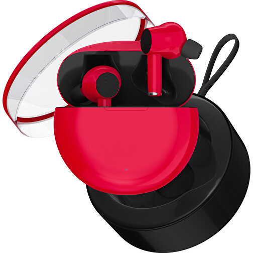 True-Wireless In-Ear Kopfhörer Truly , ampelrot / schwarz, Kunststoff, 6,00cm x 3,00cm x 6,00cm (Länge x Höhe x Breite), Bild 2