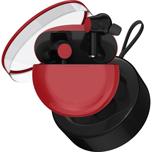 True-Wireless In-Ear Kopfhörer Truly , weinrot / schwarz, Kunststoff, 6,00cm x 3,00cm x 6,00cm (Länge x Höhe x Breite), Bild 2