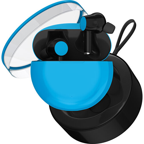 True-Wireless In-Ear Kopfhörer Truly , himmelblau / schwarz, Kunststoff, 6,00cm x 3,00cm x 6,00cm (Länge x Höhe x Breite), Bild 2
