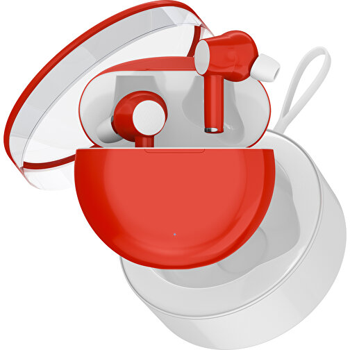 True-Wireless In-Ear Kopfhörer Truly , rot / weiß, Kunststoff, 6,00cm x 3,00cm x 6,00cm (Länge x Höhe x Breite), Bild 2