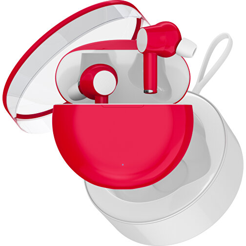 True-Wireless In-Ear Kopfhörer Truly , ampelrot / weiß, Kunststoff, 6,00cm x 3,00cm x 6,00cm (Länge x Höhe x Breite), Bild 2