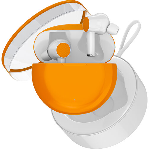 True-Wireless In-Ear Kopfhörer Truly , gelborange / weiß, Kunststoff, 6,00cm x 3,00cm x 6,00cm (Länge x Höhe x Breite), Bild 2
