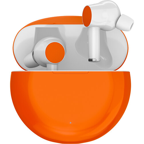True-Wireless In-Ear Kopfhörer Truly , orange / weiß, Kunststoff, 6,00cm x 3,00cm x 6,00cm (Länge x Höhe x Breite), Bild 1