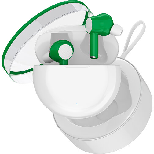 True-Wireless In-Ear Kopfhörer Truly , weiß / grün, Kunststoff, 6,00cm x 3,00cm x 6,00cm (Länge x Höhe x Breite), Bild 2