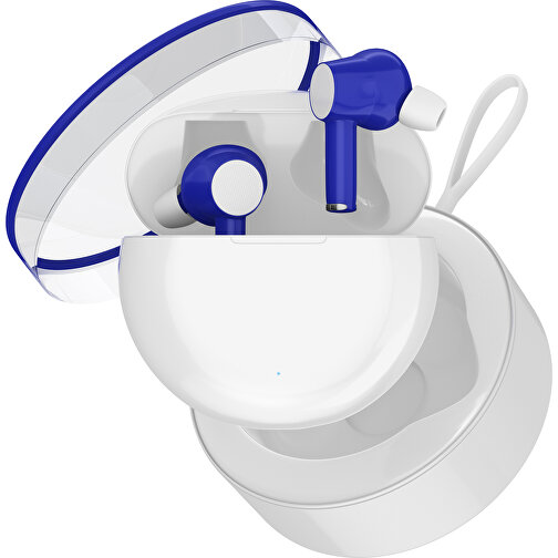 True-Wireless In-Ear Kopfhörer Truly , weiß / blau, Kunststoff, 6,00cm x 3,00cm x 6,00cm (Länge x Höhe x Breite), Bild 2