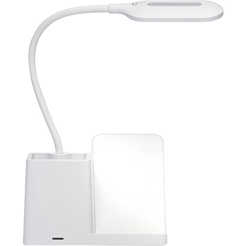 Schreibtisch-Lampe Mit Ladestation LIGHT & CHARGE , weiß, Kunststoff / Silikon, 7,50cm x 28,00cm x 15,00cm (Länge x Höhe x Breite), Bild 3