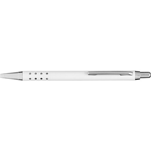 Messing-Kugelschreiber BUDAPEST , weiss glänzend, Messing / Stahl, 13,50cm (Länge), Bild 3