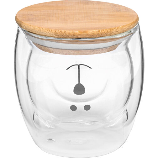 Glas BAMBOO BEAR , braun, transparent, Borosilikatglas / Bambus / Silikon, 9,00cm (Länge), Bild 1