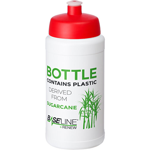Baseline Plus Renew 500 Ml Sportflasche , weiß, rot, Zuckerrohr Biokunststoff, 90% PP Kunststoff, 10% TPE Kunststoff, 18,30cm (Höhe), Bild 2